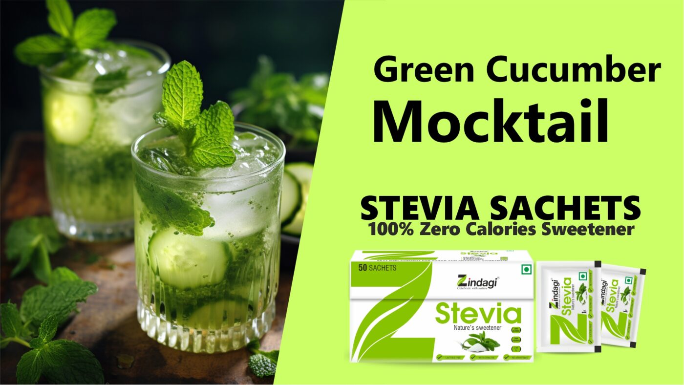 Green Cucumber Mocktail Recipe with stevia sweetener 